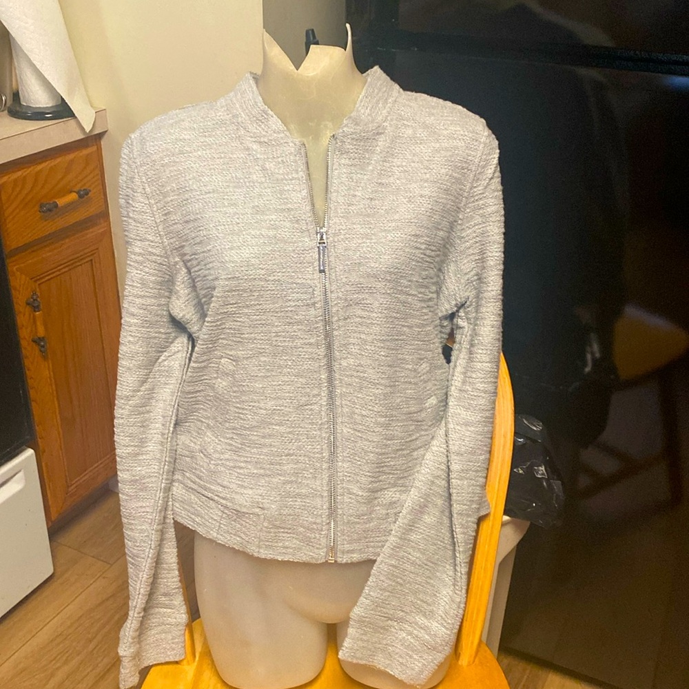 MARC NY NWT M Lightweight 100% COTTON Gray zipper pocket jacket